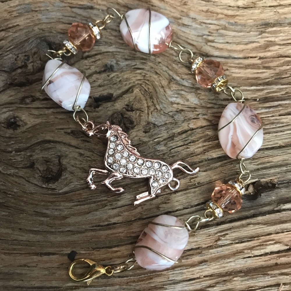 Horse Stackable Bracelet Bangle Druzy Desert Pink - image 7